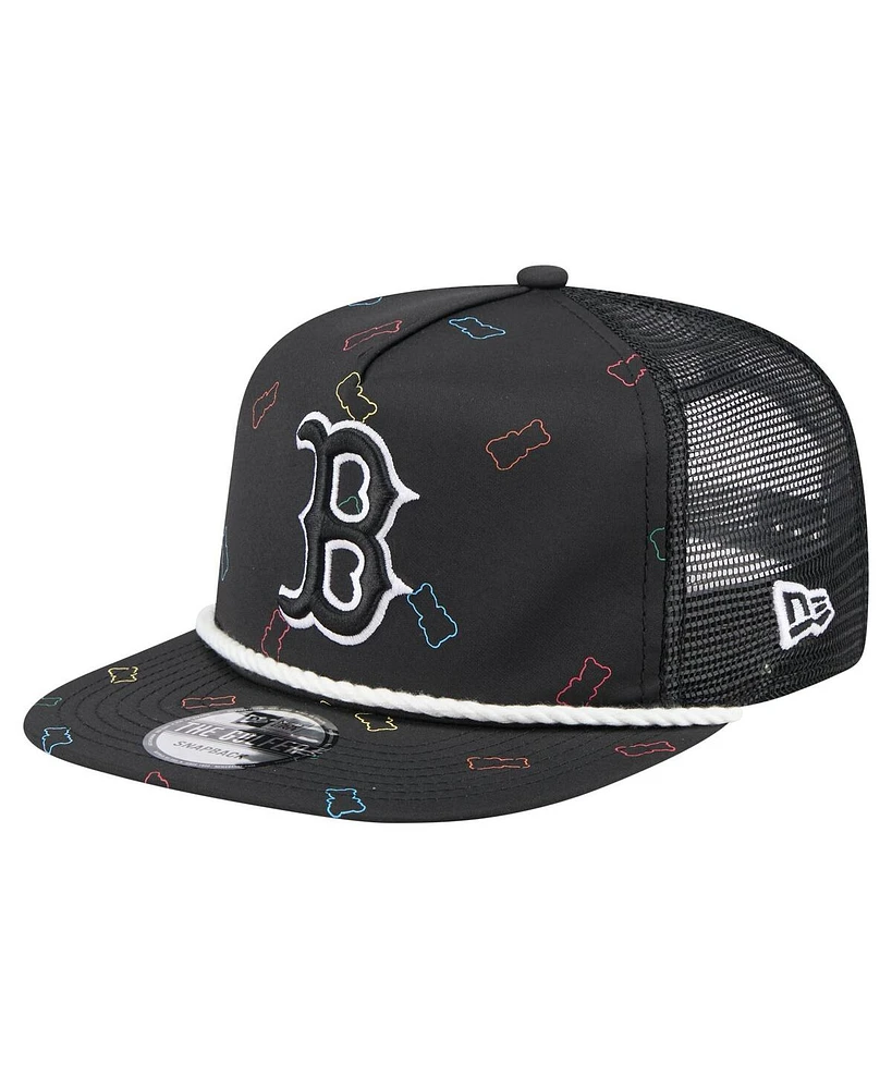 New Era Men's Black Boston Red Sox Gummy Golfer Trucker Adjustable Hat