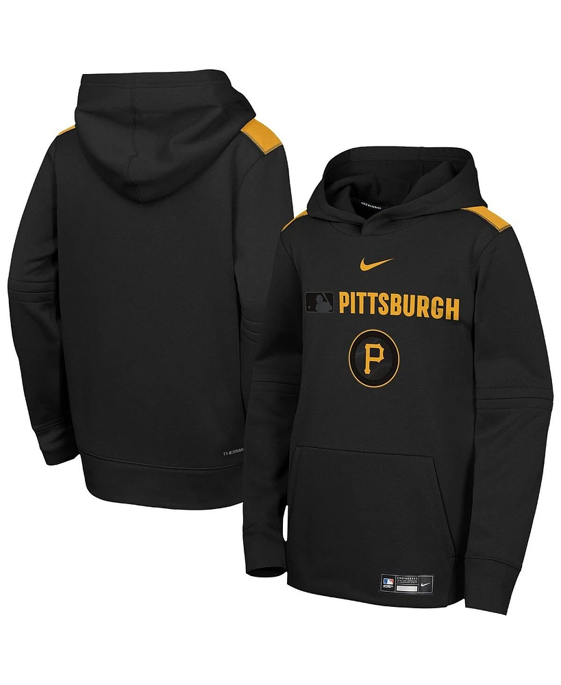 Nike Big Boys and Girls Black Pittsburgh Pirates City Connect Authentic Collection Performance Pullover Hoodie