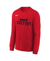 Nike Big Boys and Girls Red Miami Heat 2024/25 City Edition Wordmark Performance Long Sleeve T-Shirt
