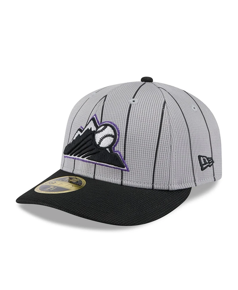 New Era Men's Gray/Black Colorado Rockies 2025 Batting Practice Low Profile 59FIFTY Fitted Hat
