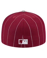 New Era Men's Dark Red Philadelphia Phillies Pinstripe 59FIFTY Fitted Hat