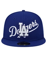 New Era Men's Royal Los Angeles Dodgers Overlap 59FIFTY Fitted Hat