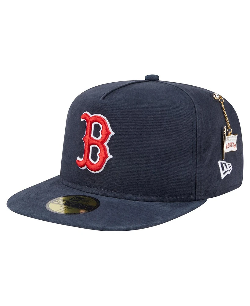New Era Men's Navy Boston Red Sox Championship Side Flag A-Frame 59FIFTY Fitted Hat