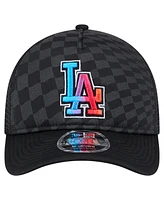 New Era Men's Black Los Angeles Dodgers Gradient 9FORTY A-Frame M-Crown Trucker Adjustable Hat
