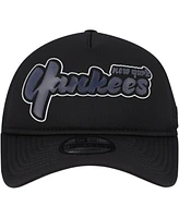 New Era Men's Black New York Yankees Retro Bold A-Frame Trucker 9FORTY Adjustable Hat