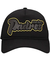 New Era Men's Black San Diego Padres Retro Bold A-Frame Trucker 9FORTY Adjustable Hat