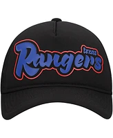 New Era Men's Black Texas Rangers Retro Bold A-Frame Trucker 9FORTY Adjustable Hat
