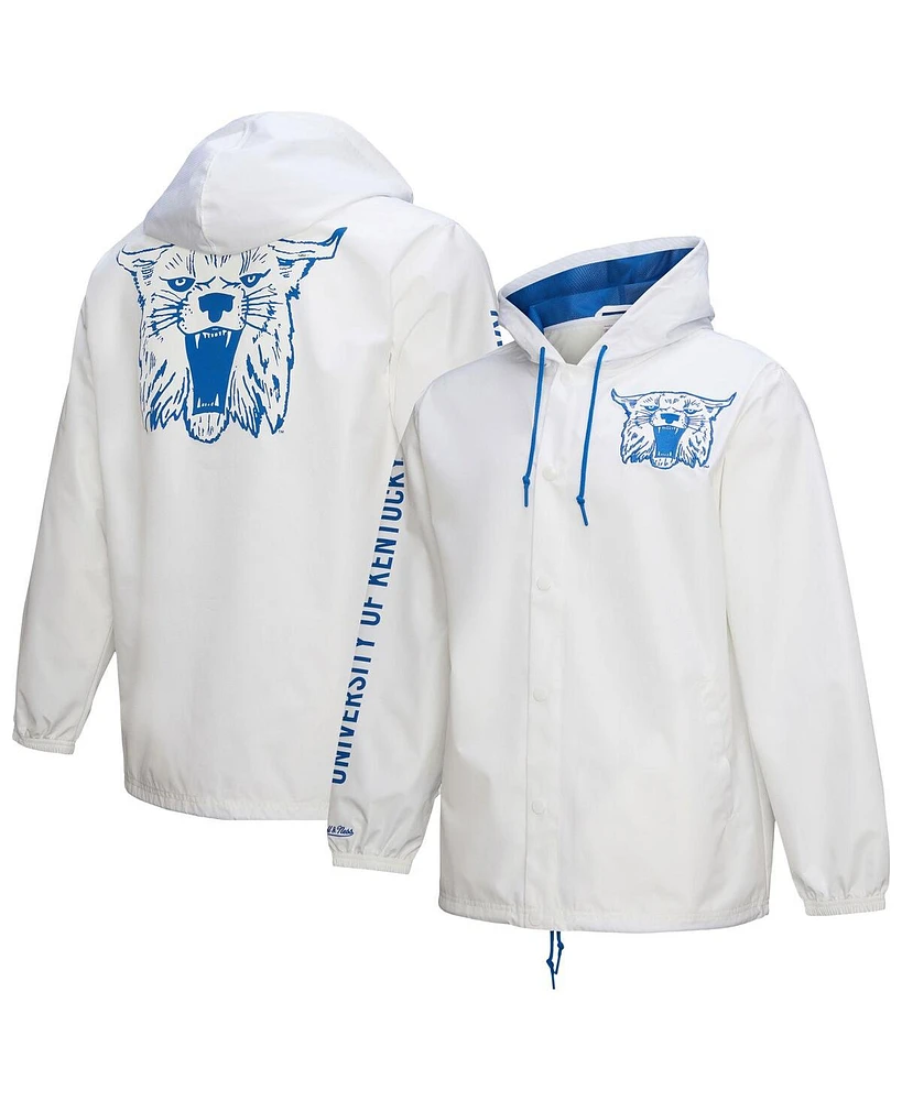 Mitchell & Ness Men's White Kentucky Wildcats Coaches Full-Snap Hoodie Jacket