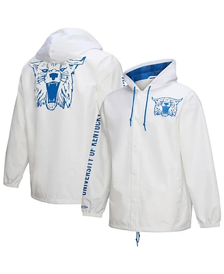 Mitchell & Ness Men's White Kentucky Wildcats Coaches Full-Snap Hoodie Jacket