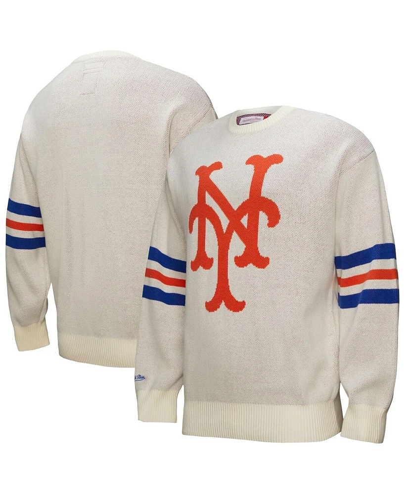 Mitchell & Ness Men's Cream New York Mets Retro Pullover Sweater