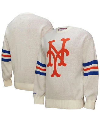 Mitchell & Ness Men's Cream New York Mets Retro Pullover Sweater