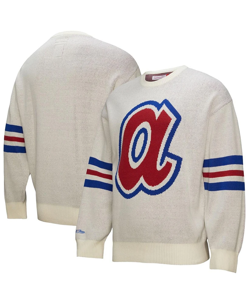 Mitchell & Ness Men's Cream Atlanta Braves Retro Pullover Sweater
