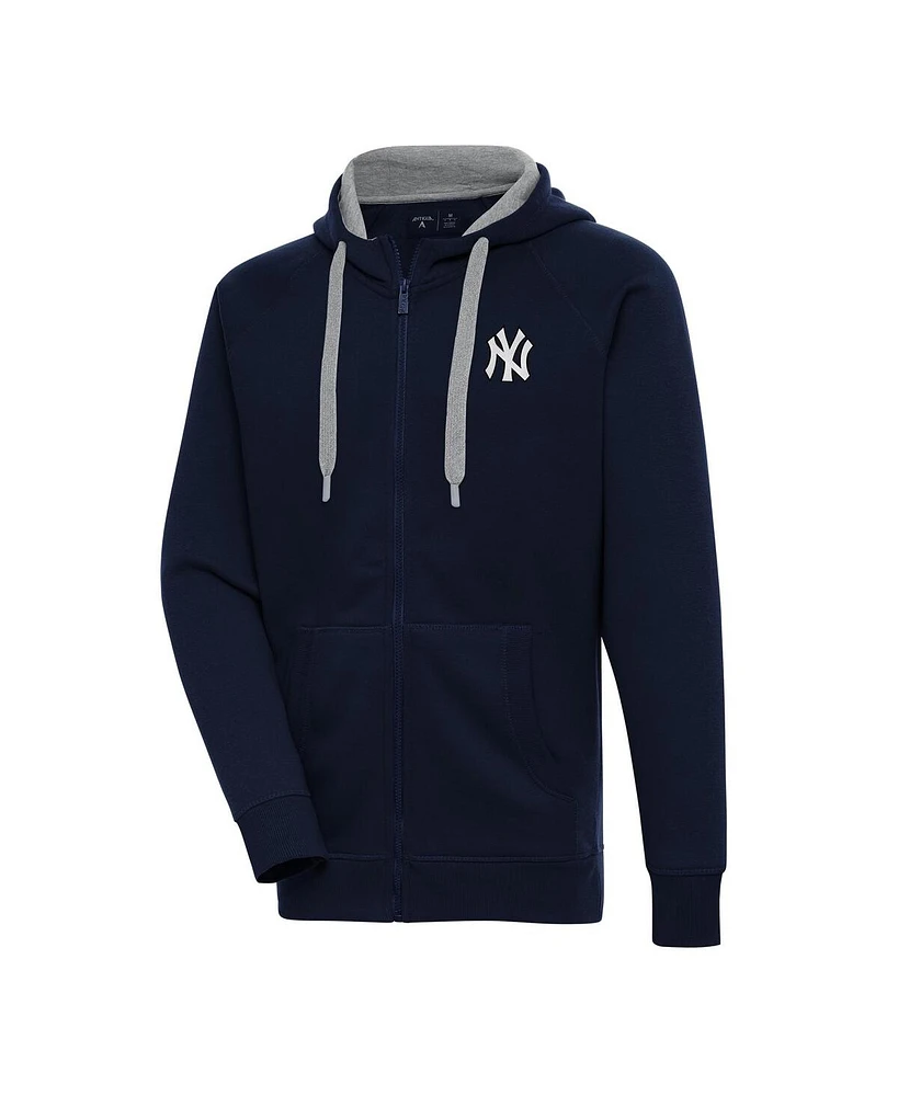 Antigua Men's Navy New York Yankees Metallic Victory Full-Zip Hoodie Jacket