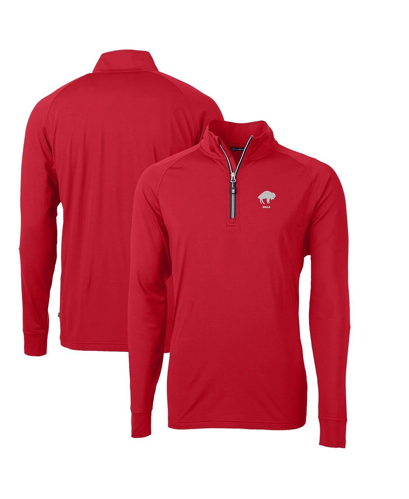 Cutter & Buck Men's Red Buffalo Bills Adapt Eco Knit Stretch Quarter-Zip Throwback Pullover Top