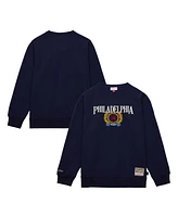Mitchell & Ness Men's Navy Philadelphia 76ers Hardwood Classics Collegiate Fleece Pullover Sweatshirt
