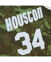 Mitchell & Ness Men's Hakeem Olajuwon Camo Houston Rockets Hardwood Classics 1993/94 Ghost Green Swingman Jersey