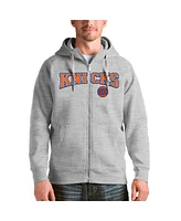 Antigua Men's Heathered Gray New York Knicks Victory Full-Zip Hoodie