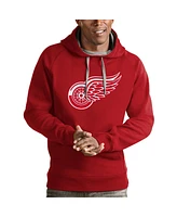 Antigua Men's Red Detroit Wings Logo Victory Pullover Hoodie