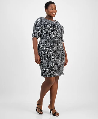 Connected Plus Contrast-Side Sheath Dress