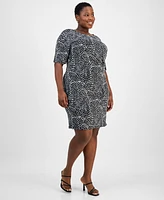 Connected Plus Contrast-Side Sheath Dress