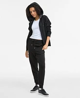 Kin Apparel Women's Cotton Zip-Front Satin-Lined Hoodie