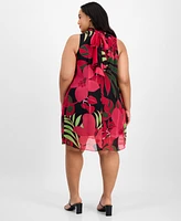 Robbie Bee Plus Bow-Back Printed Trapeze Dress