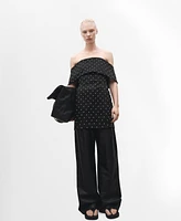 Mango Women's Shiny Detailed Strapless Dress