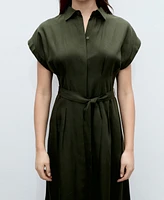 Mango Women's Linen and Lyocell-Blend Shirt Dress
