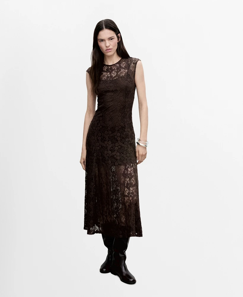 Mango Women's A-Line Lace Dress