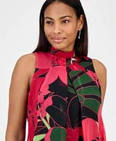 Robbie Bee Petite Printed Bow-Back Trapeze Dress