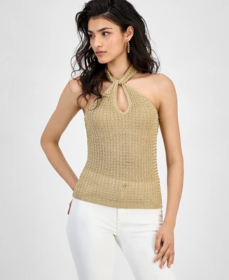 Guess Women's Ella Keyhole Twisted-Halter Sweater Top