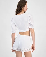 Guess Women's Dessa Short-Sleeve Tie-Front Top