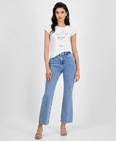 Guess Women's Cotton Boots Bling Baby Crewneck Tee