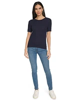 Nautica Jeans Women's Short Sleeves Rope Cable Sweater