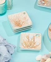 Certified International Escape to the Sea Canape 4-Pc. Plates, Service For 4