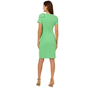 Adrianna Papell Women's Pleated Bow-Shoulder Slit-Front Dress