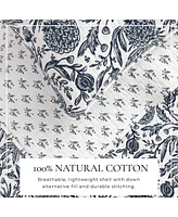 Linery & Co. Cotton Stitched Reversible Coastal 3 Piece Quilt and Sham Set