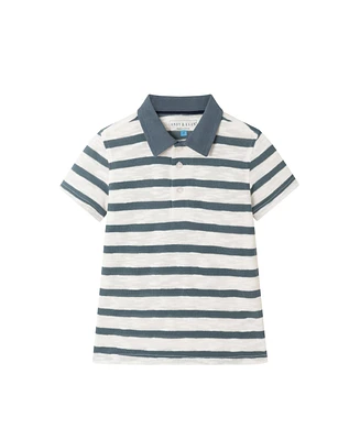 Andy & Evan Toddler Boys Toddler/Child Navy Striped Textured Polo