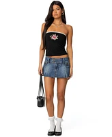 Edikted Women's Enora Embroidered Rose Tube Top