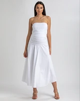 Pietro Brunelli Maternity Strapless Side Ruching Poplin and Jersey Coco Dress