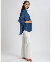 Pietro Brunelli Maternity 3/4 Sleeve Chambray-look Viscose Erica Blouse
