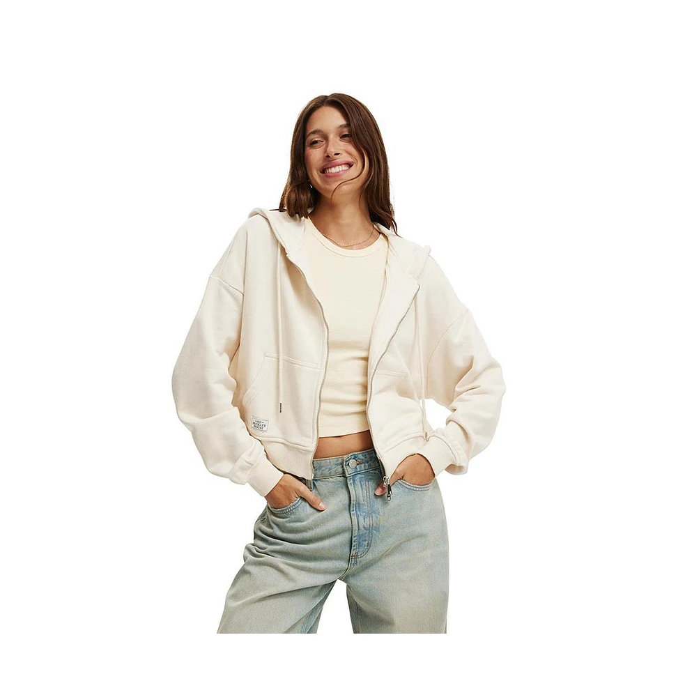 Cotton On Women's Classic Fleece Oversized Zip Through Hoodie