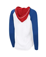 G-iii 4Her by Carl Banks Women's White/Royal New York Rangers Vip Raglan Long Sleeve Hoodie T-Shirt