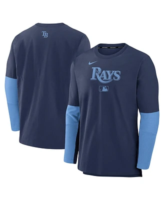 Nike Men's Navy/Light Blue Tampa Bay Rays Authentic Collection Player Lightweight Performance Long Sleeve Top