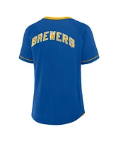 Fanatics Women's Royal Milwaukee Brewers Cooperstown Collection League Diva Raglan V-Neck T-Shirt