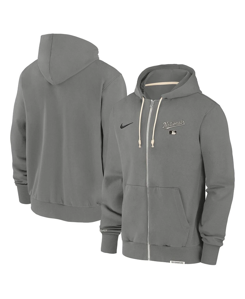 Nike Men's Charcoal Washington Nationals Authentic Collection Travel Performance Full-Zip Hoodie