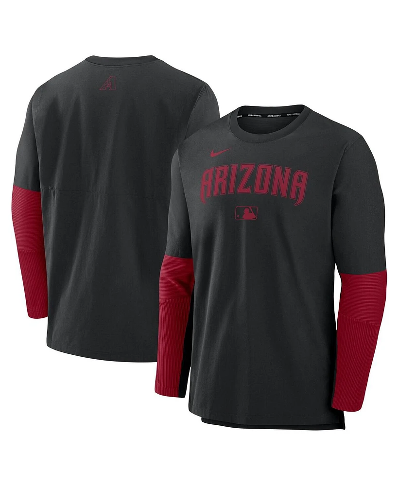 Nike Men's Black/Red Arizona Diamondbacks Authentic Collection Player Lightweight Performance Long Sleeve Top