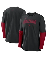 Nike Men's Black/Red Arizona Diamondbacks Authentic Collection Player Lightweight Performance Long Sleeve Top