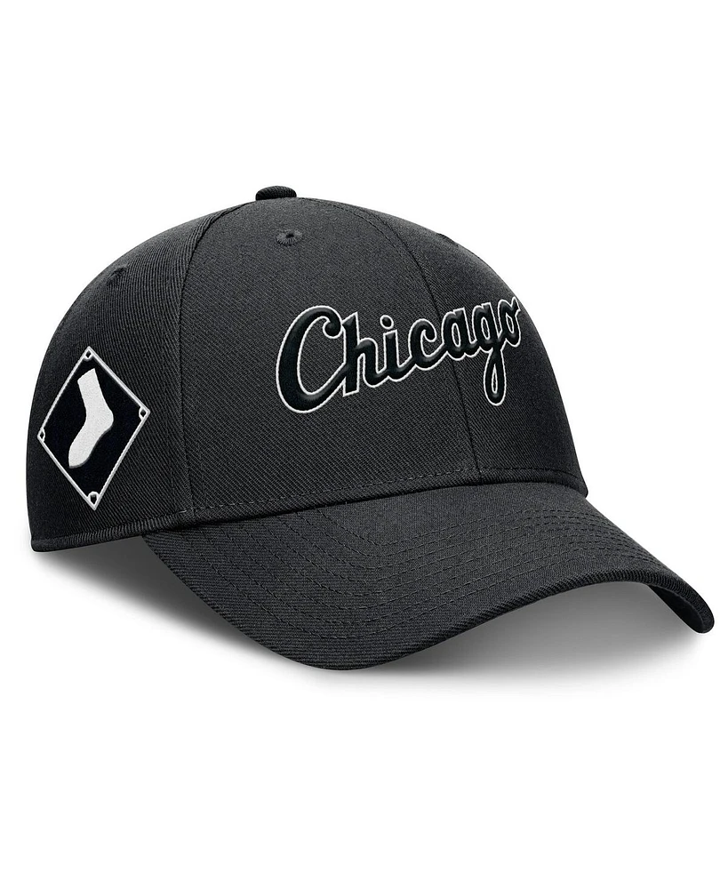 Nike Men's Black Chicago White Sox Rise Gaberdine Adjustable Hat