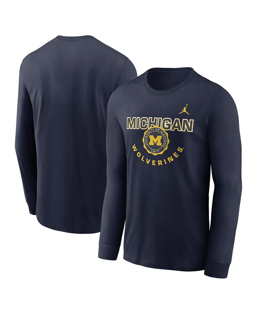 Nike Men's College Navy Michigan Wolverines Slogan Long Sleeve T-Shirt